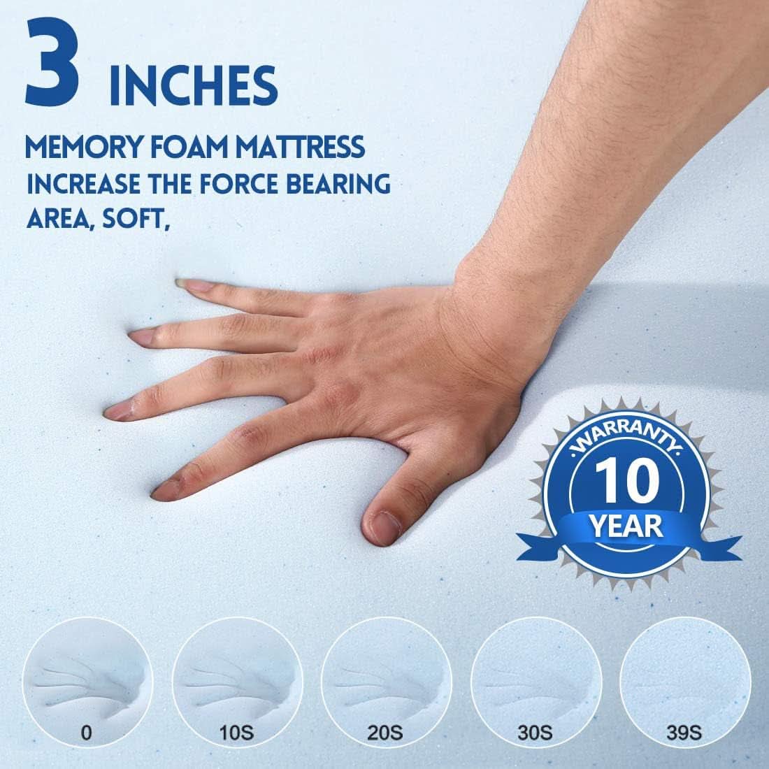 Cooling Gel Memory Foam Mattress Topper with Removable Cover-1