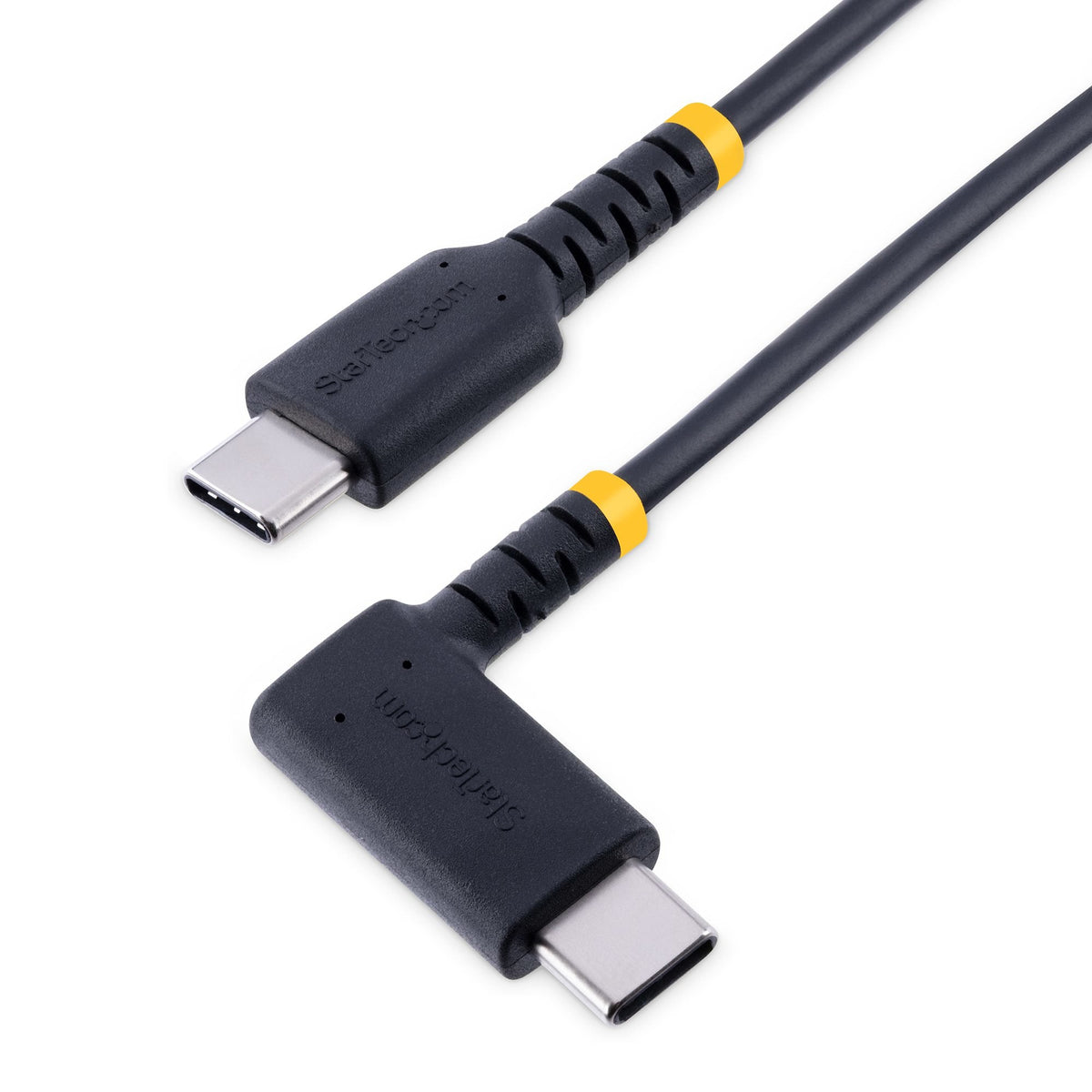 Star Tech 1ft (30cm) USB C Charging Cable Right Angle - 60W PD 3A - Heavy Duty Fast Charge USB-C Cable - Black USB 2.0 Type-C - Rugged Aramid Fiber - USB Charging Cord-0