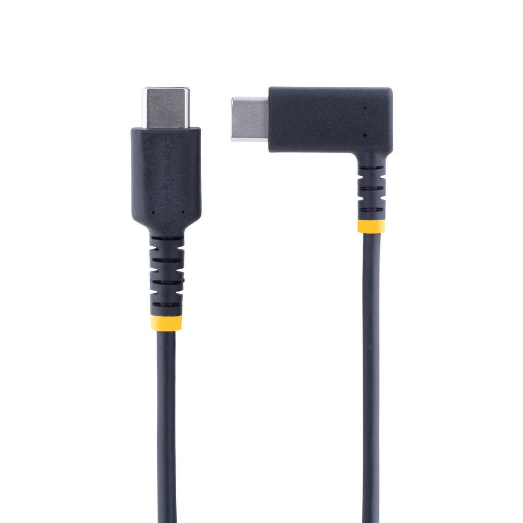Star Tech 1ft (30cm) USB C Charging Cable Right Angle - 60W PD 3A - Heavy Duty Fast Charge USB-C Cable - Black USB 2.0 Type-C - Rugged Aramid Fiber - USB Charging Cord-2