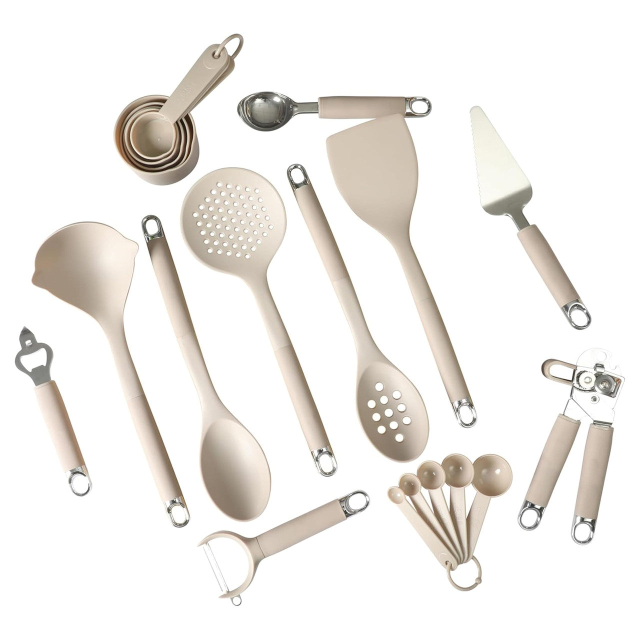 Home Burchette 20 Piece Nylon Kitchen Gadget & Tool Set in Taupe