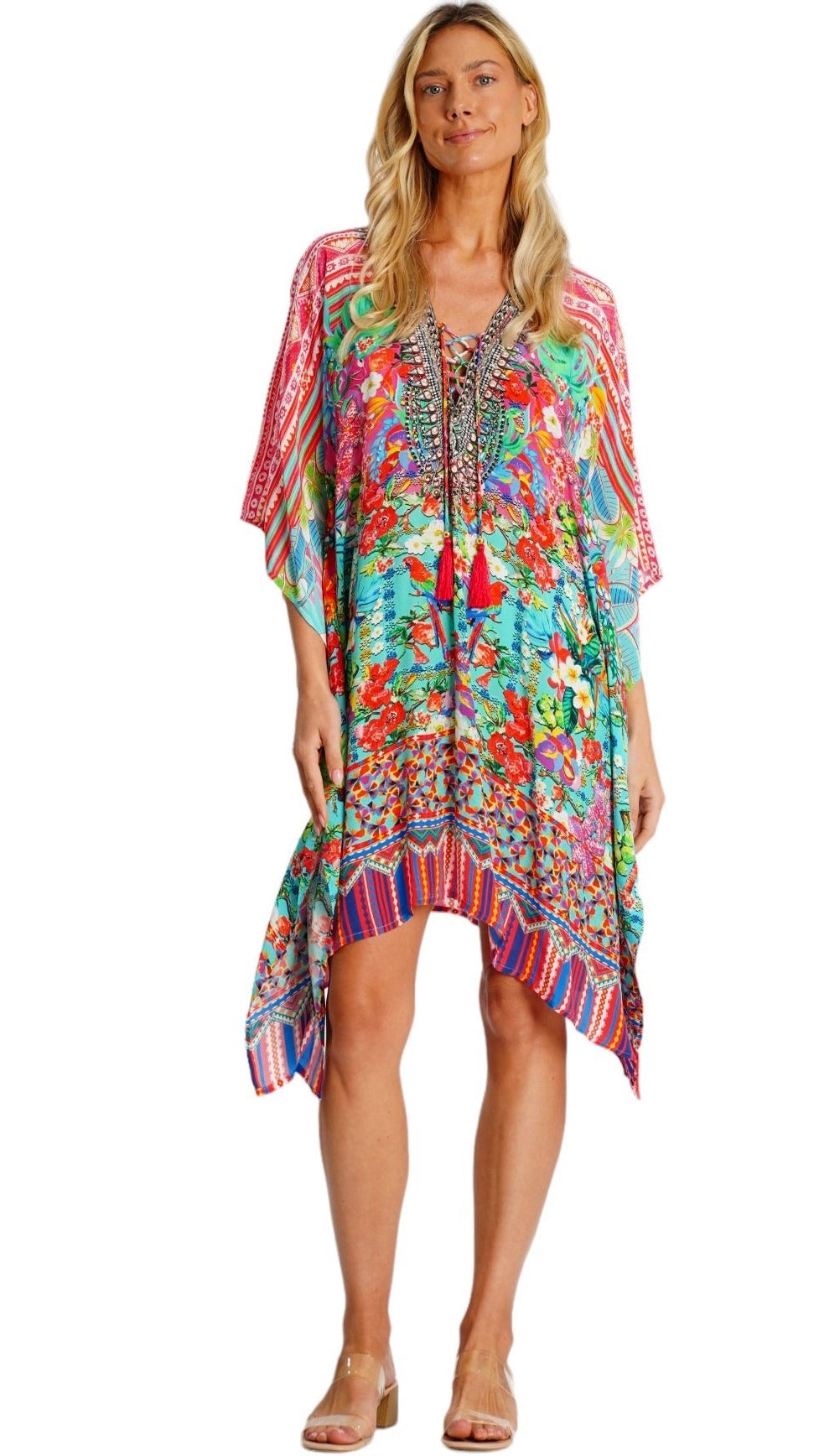 Vivid Multicolor Animal Print Kaftan Cover-Up | Wholesale Resort Wear for Boutiques