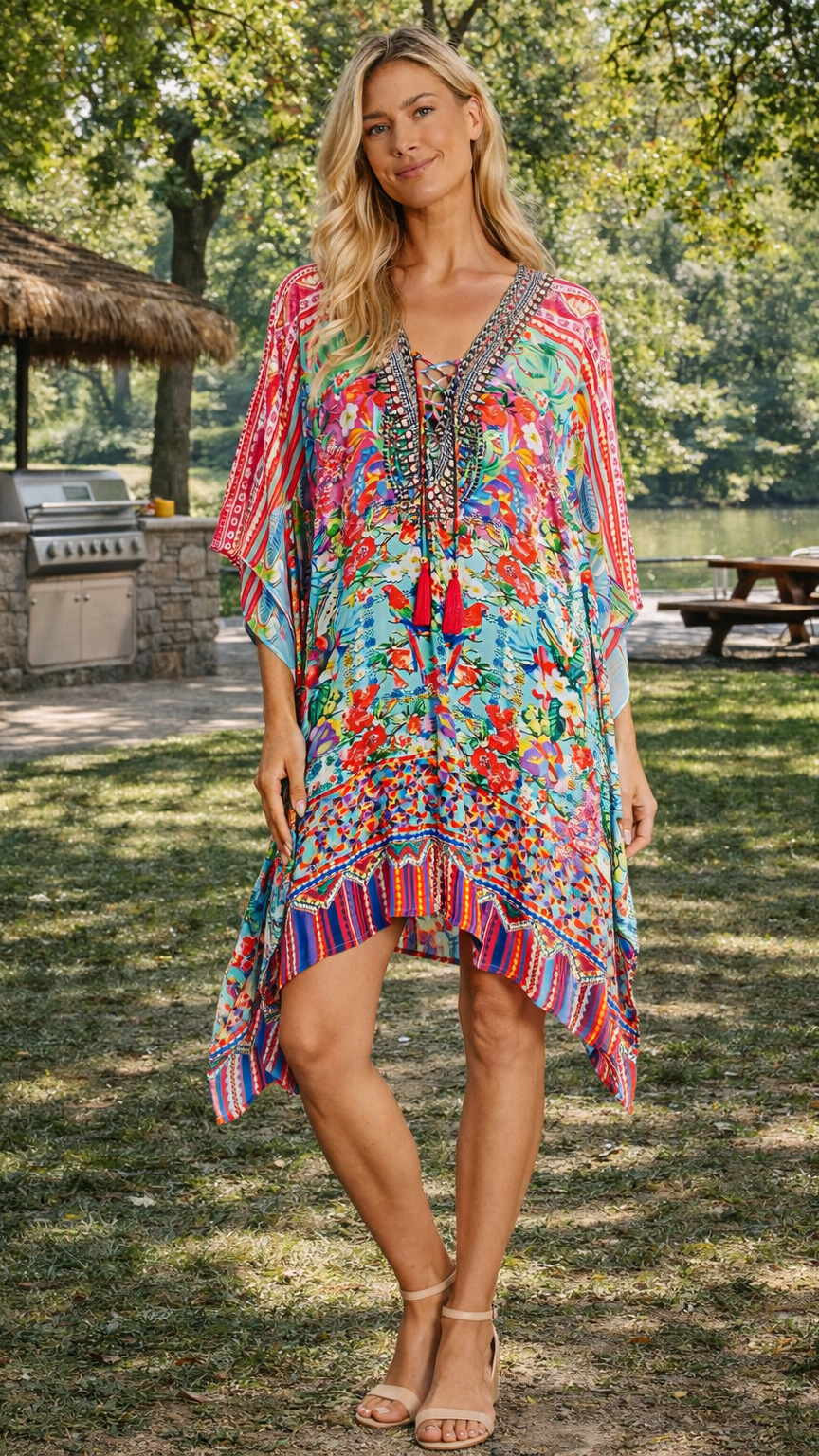 Vivid Multicolor Animal Print Kaftan Cover-Up | Wholesale Resort Wear for Boutiques