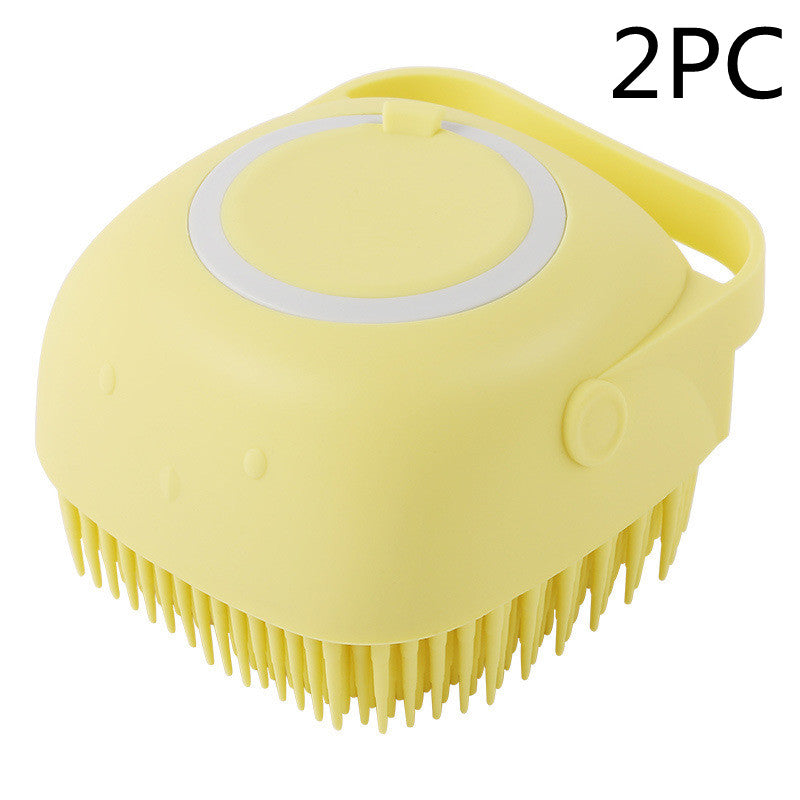 Yellow scrubber with bristles on a white background, labeled '2PC'.