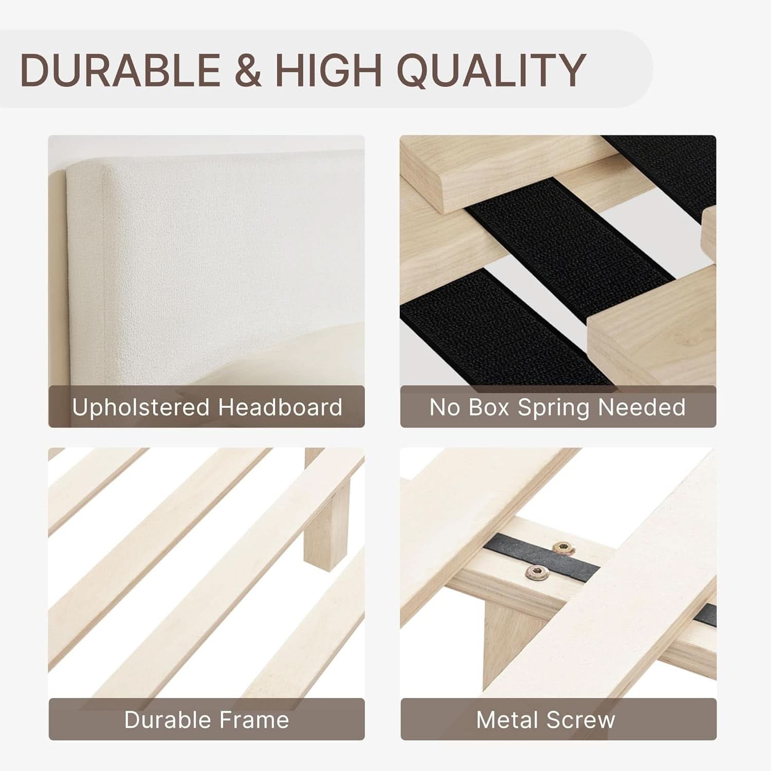 Queen Size Luxurious Upholstered Platform Bed Frame-3