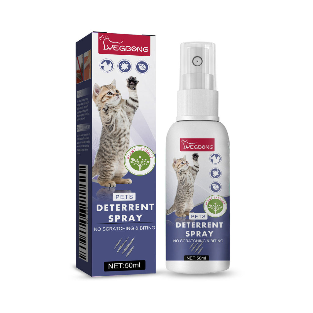 Cat deterrent spray with packaging on a white background
