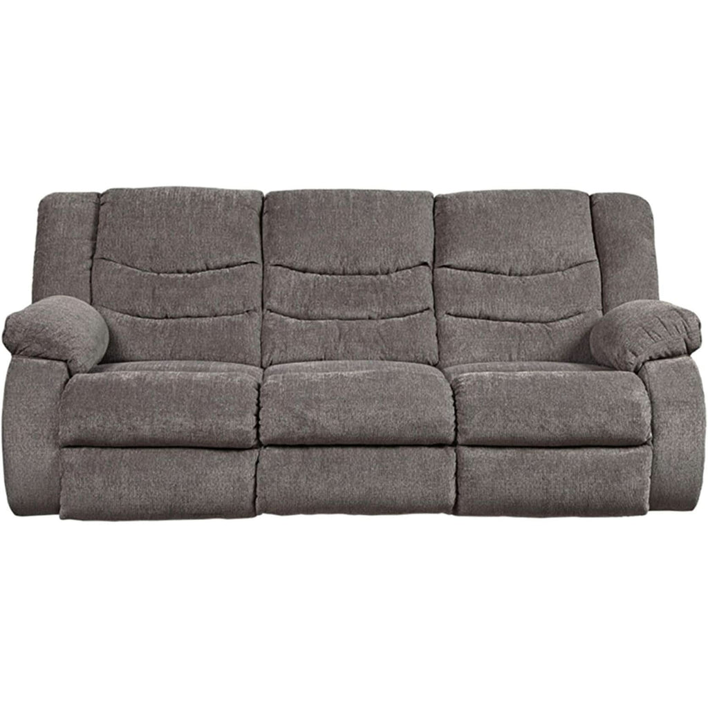 Gray Reclining Sofa With Waterfall Back For Living Room-1