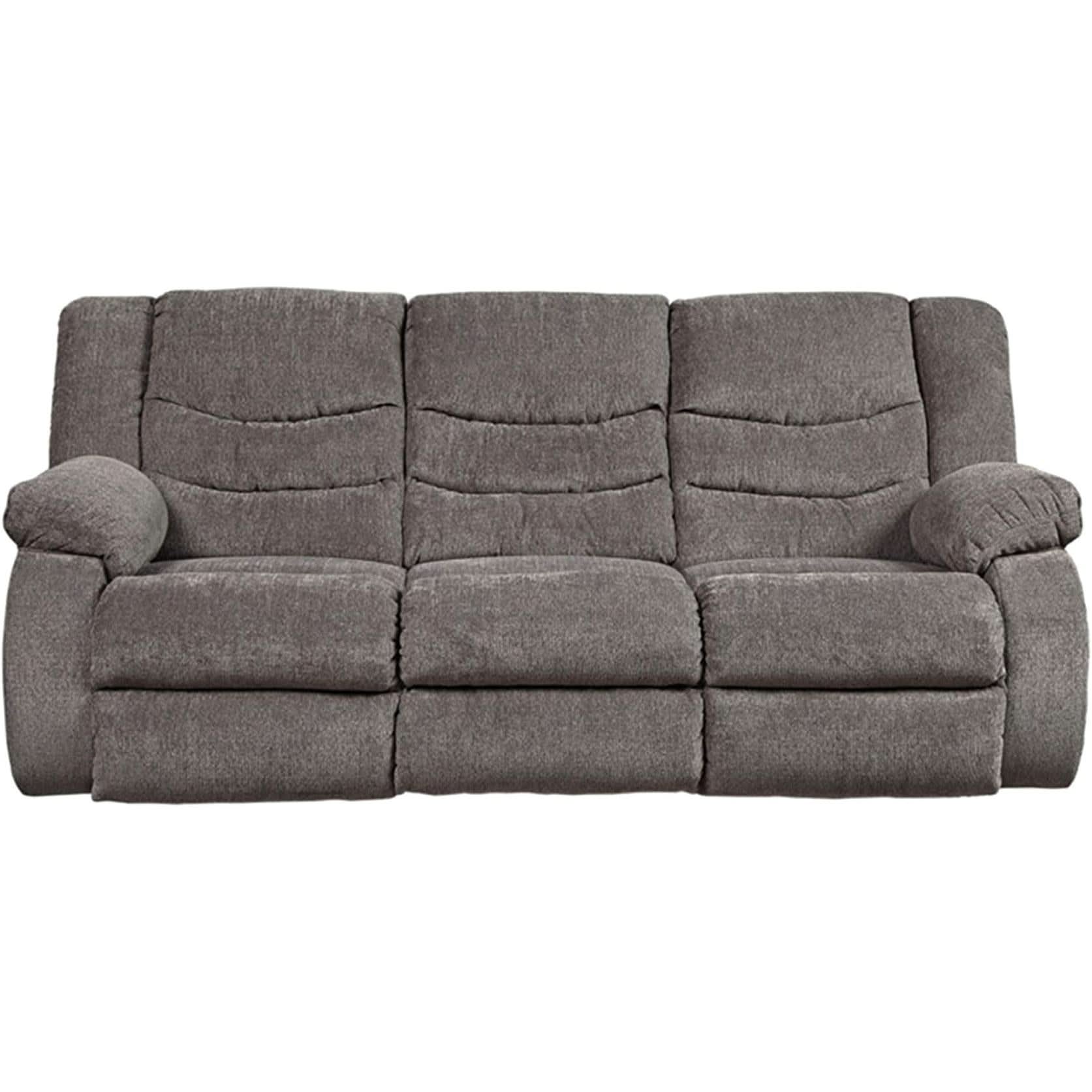 Gray Reclining Sofa With Waterfall Back For Living Room-1
