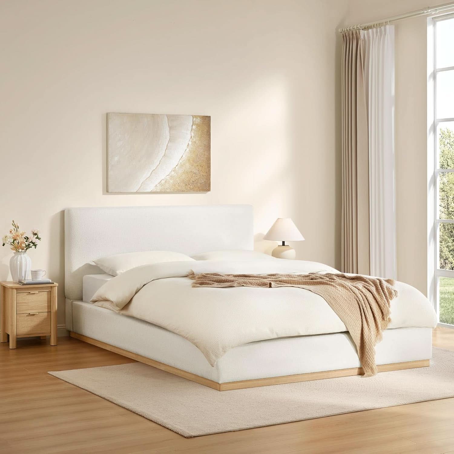 Queen Size Luxurious Upholstered Platform Bed Frame-2