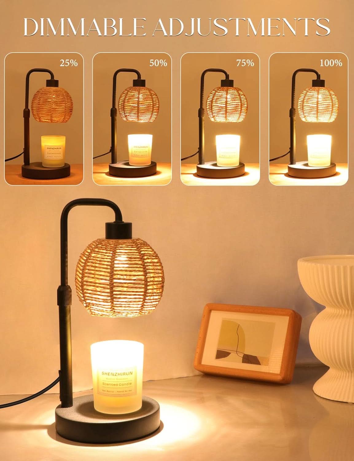 Dimmable Candle Warmer Lamp Including Timer Boho Weave-2