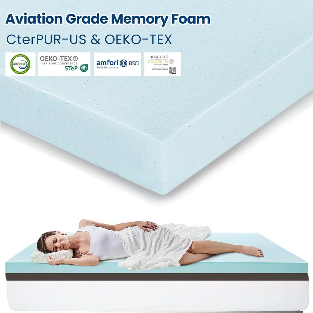 Cooling Gel Memory Foam Mattress Topper with Removable Cover-3