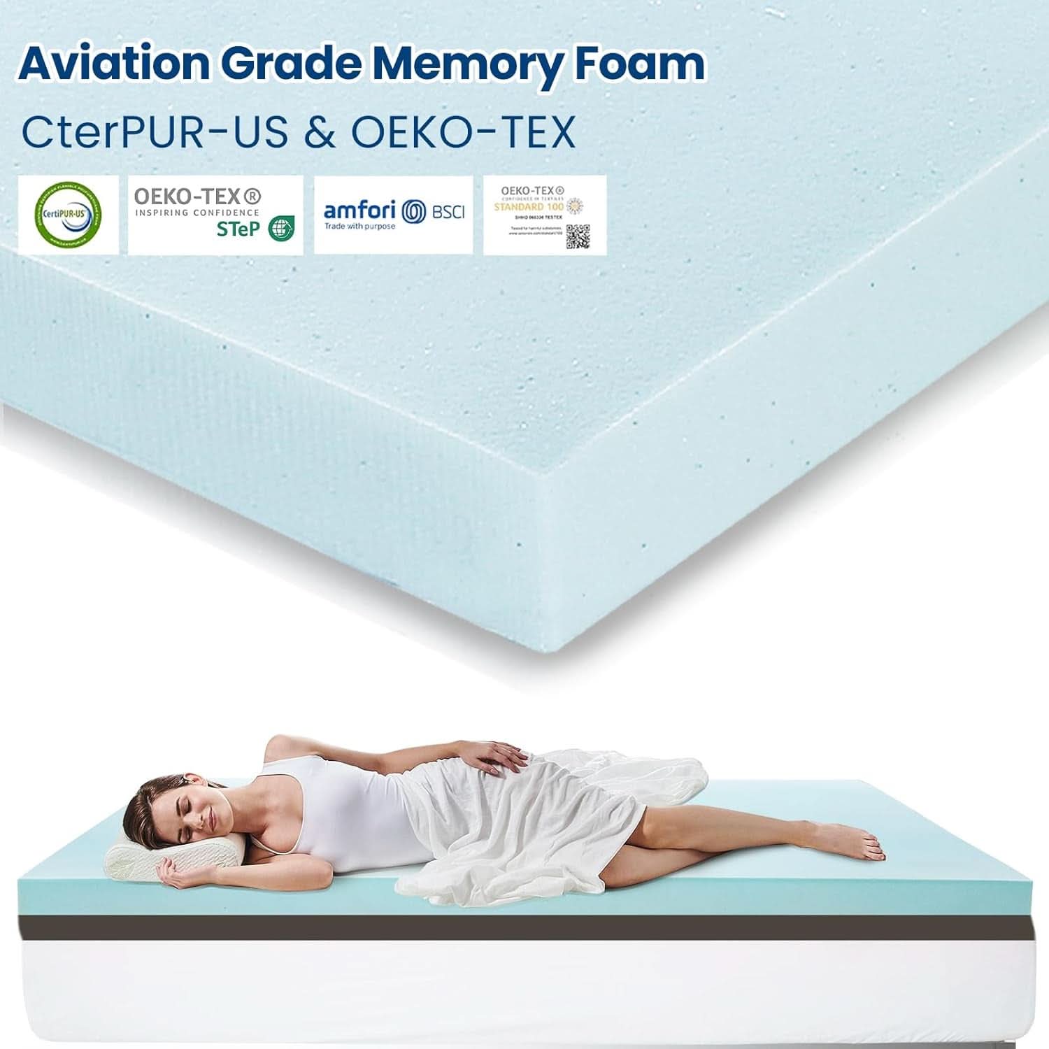 Cooling Gel Memory Foam Mattress Topper with Removable Cover-3