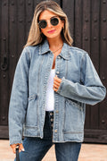Brooklyn Scallop Trim Button Up Denim Jacket-0