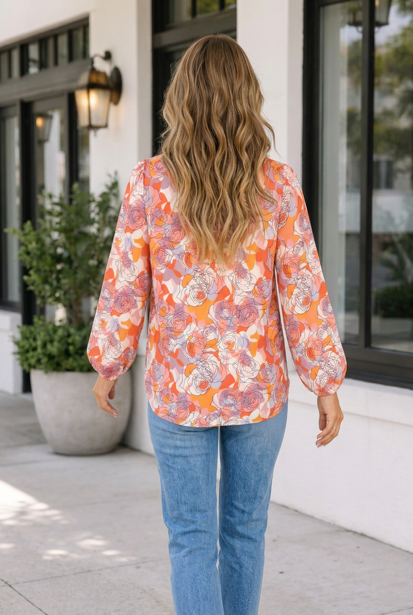 Lillian Sleeve Shift Blouse Long Sleeve Top-1