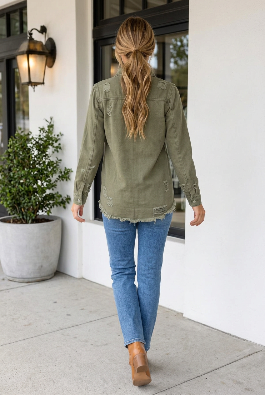 Lucero Raw Hem Distressed Shirt-1