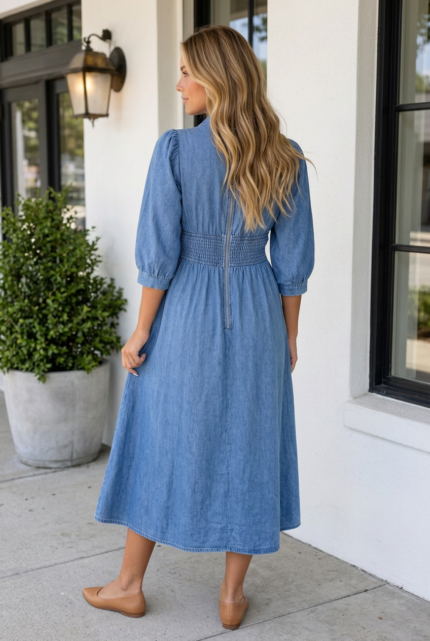 Georgette Zipper Midi Dress-1
