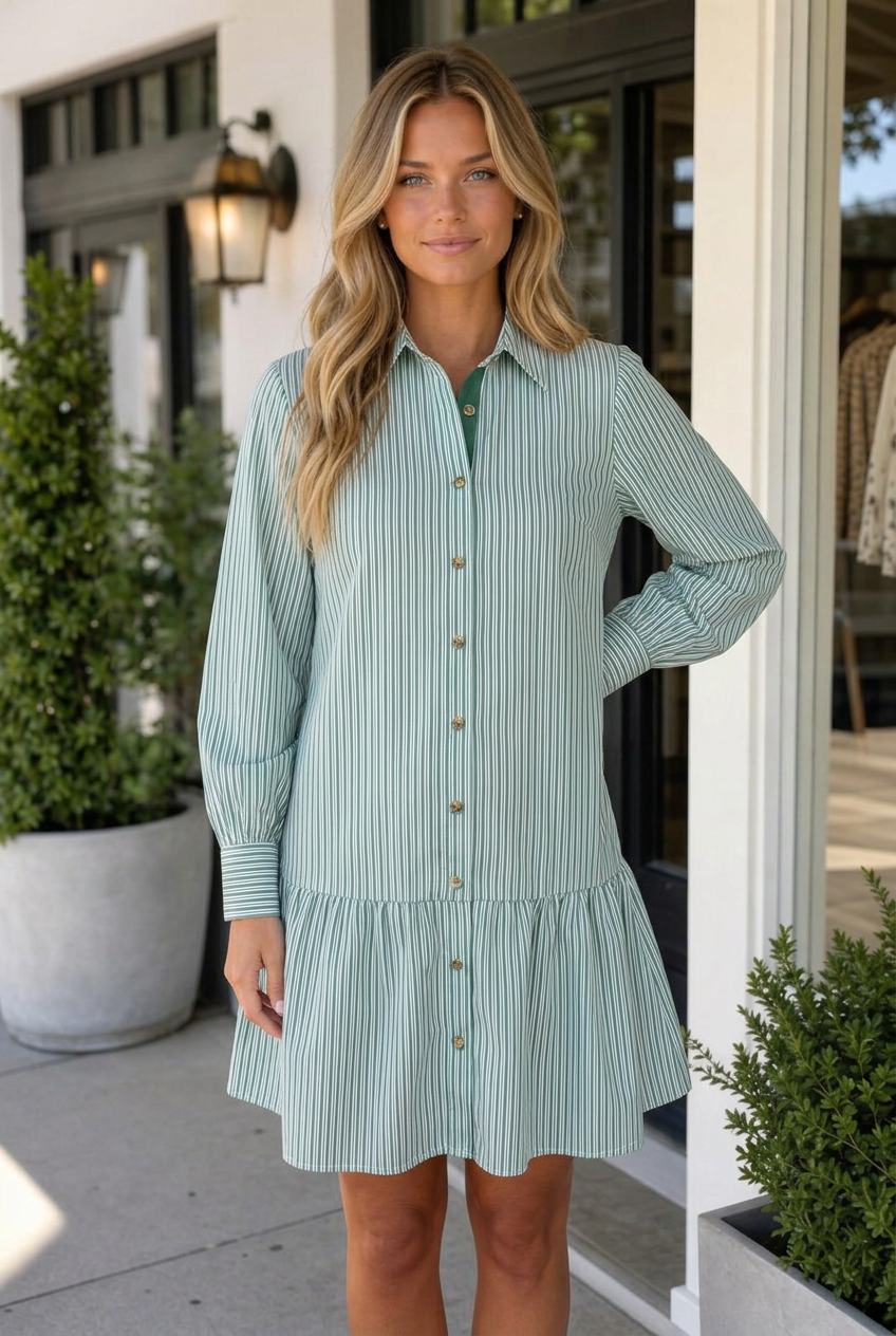 Savannah Shift Long Sleeve Dress-0