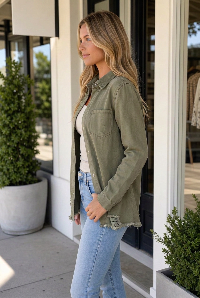 Lucero Raw Hem Distressed Shirt-0