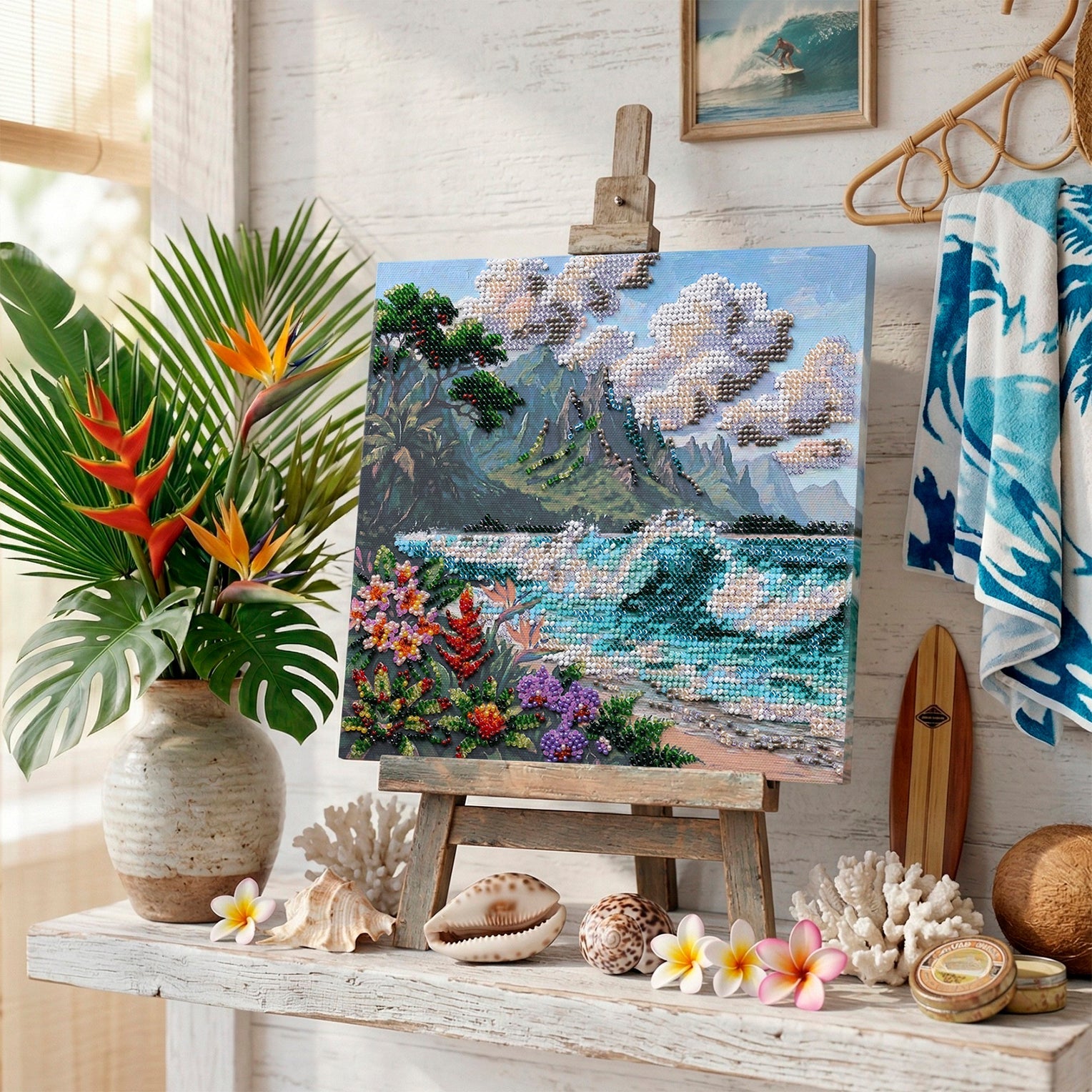Mid-sized bead embroidery kit - Blue Lagoon AMB-143-2