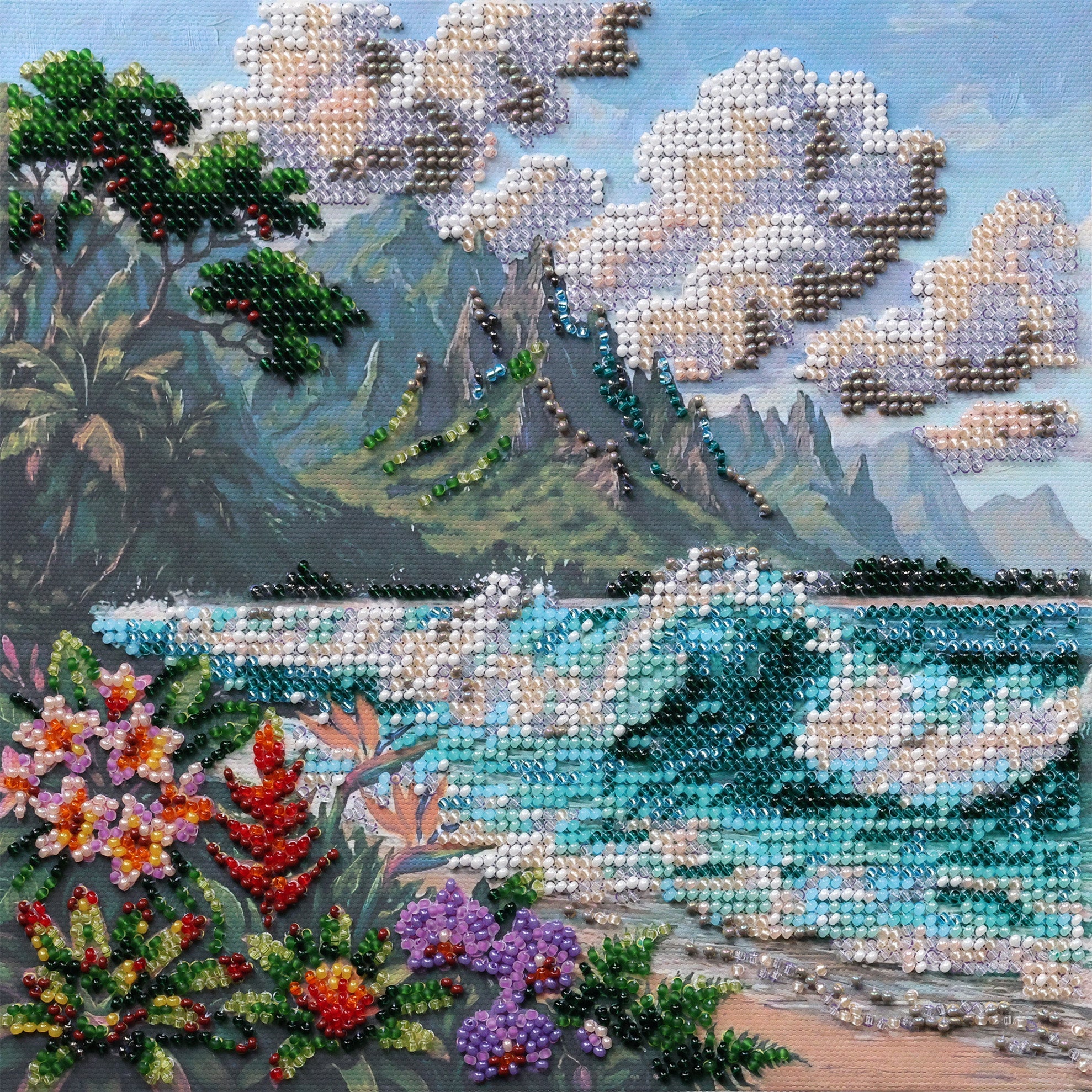Mid-sized bead embroidery kit - Blue Lagoon AMB-143-0