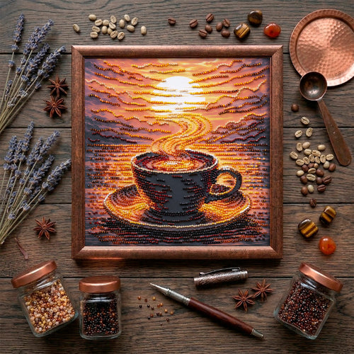 Mid-sized bead embroidery kit - Fragrant Coffee AMB-144-1