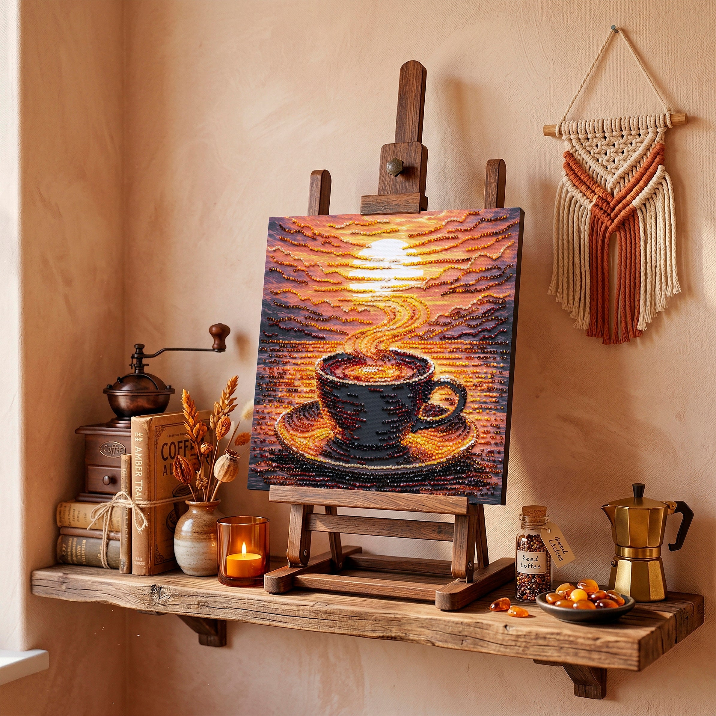 Mid-sized bead embroidery kit - Fragrant Coffee AMB-144-2