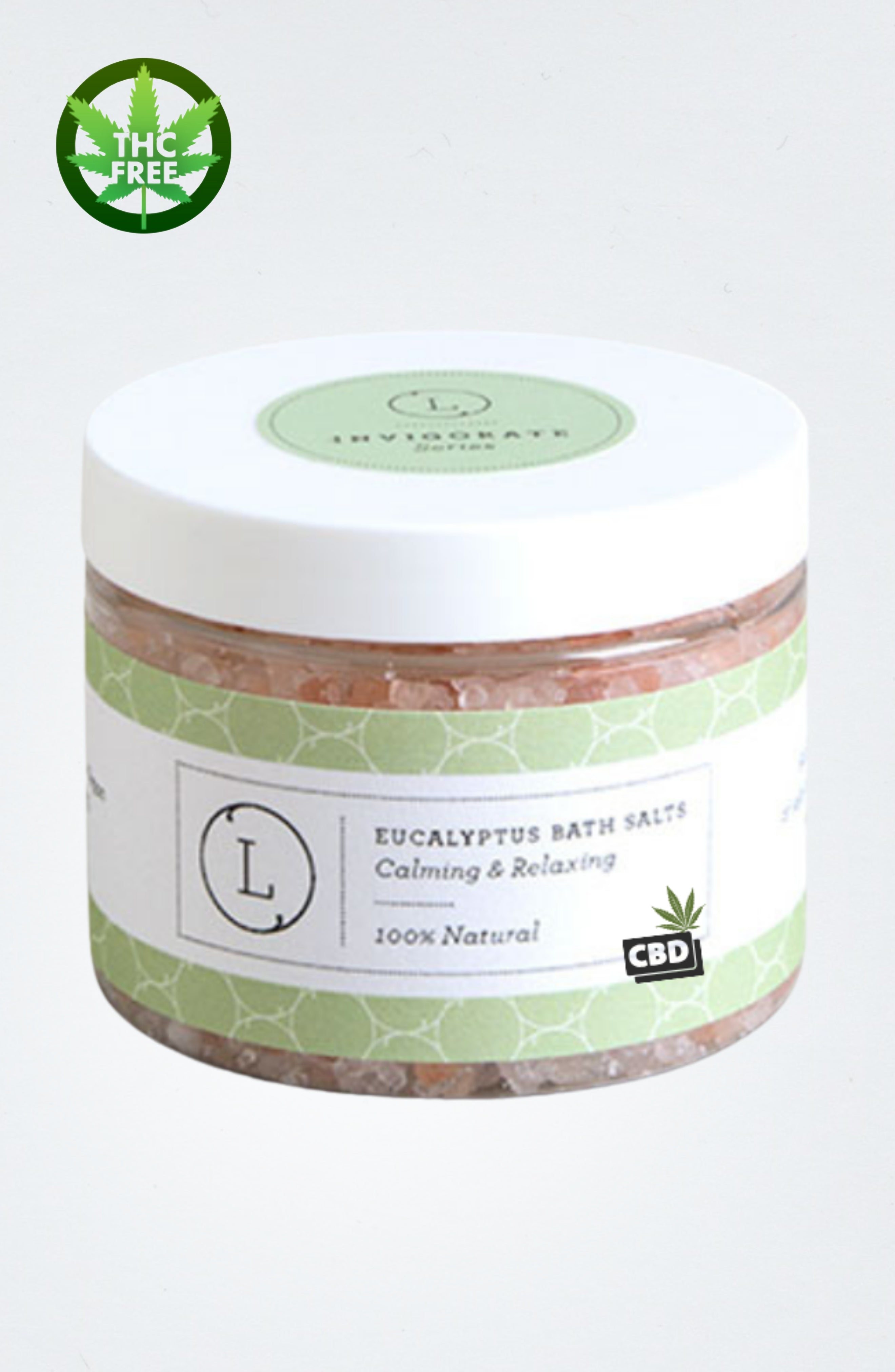 CBD Natural Eucalyptus Bath Salts with CBD, Calming and relaxing (THC free)-1