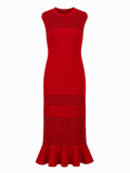 Elegant Knit Ruffled Maxi Dress