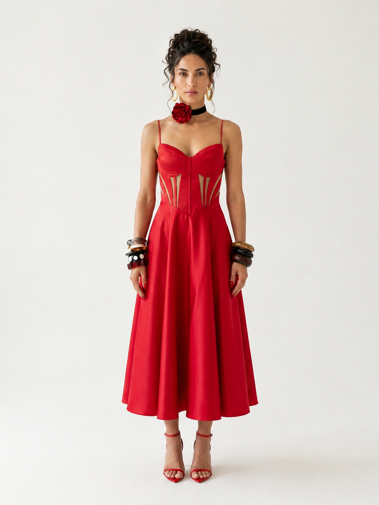Elegant Waist Cinching Maxi Dress