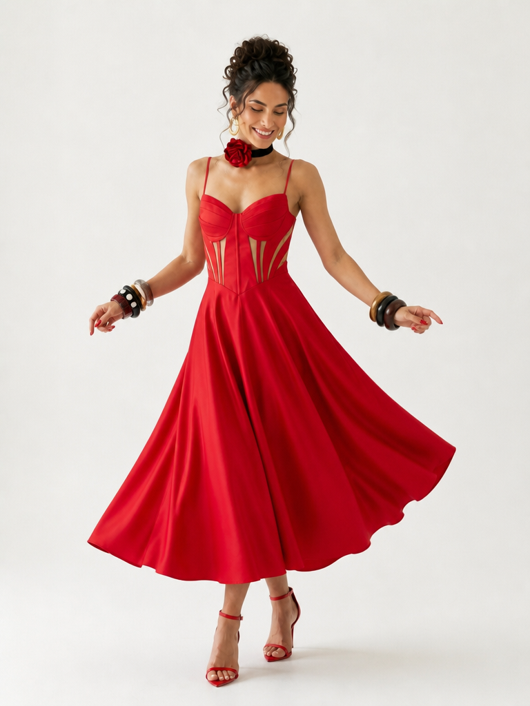 Elegant Waist Cinching Maxi Dress