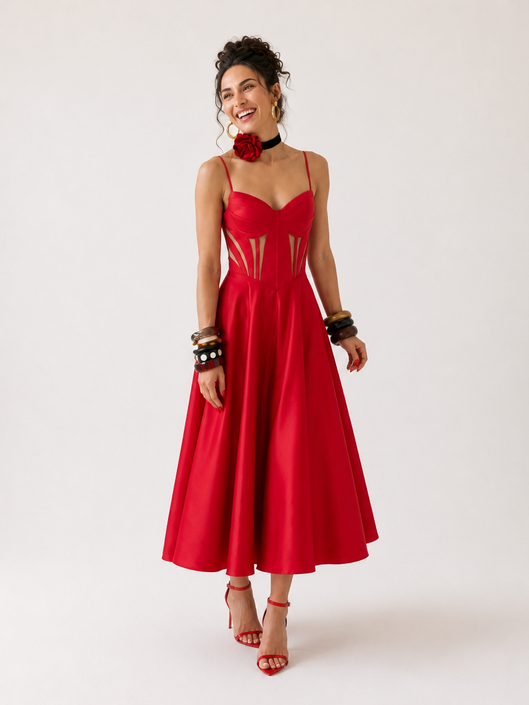 Elegant Waist Cinching Maxi Dress