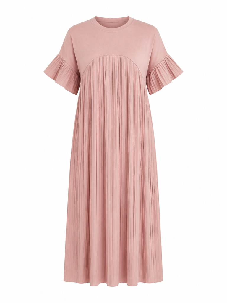 Radiant Pleated Ruffle Maxi Dress
