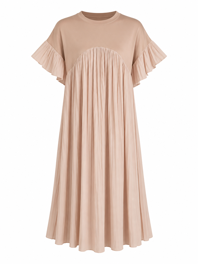 Radiant Pleated Ruffle Maxi Dress