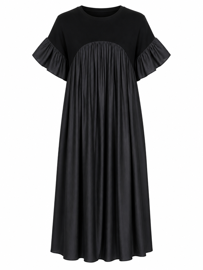 Radiant Pleated Ruffle Maxi Dress
