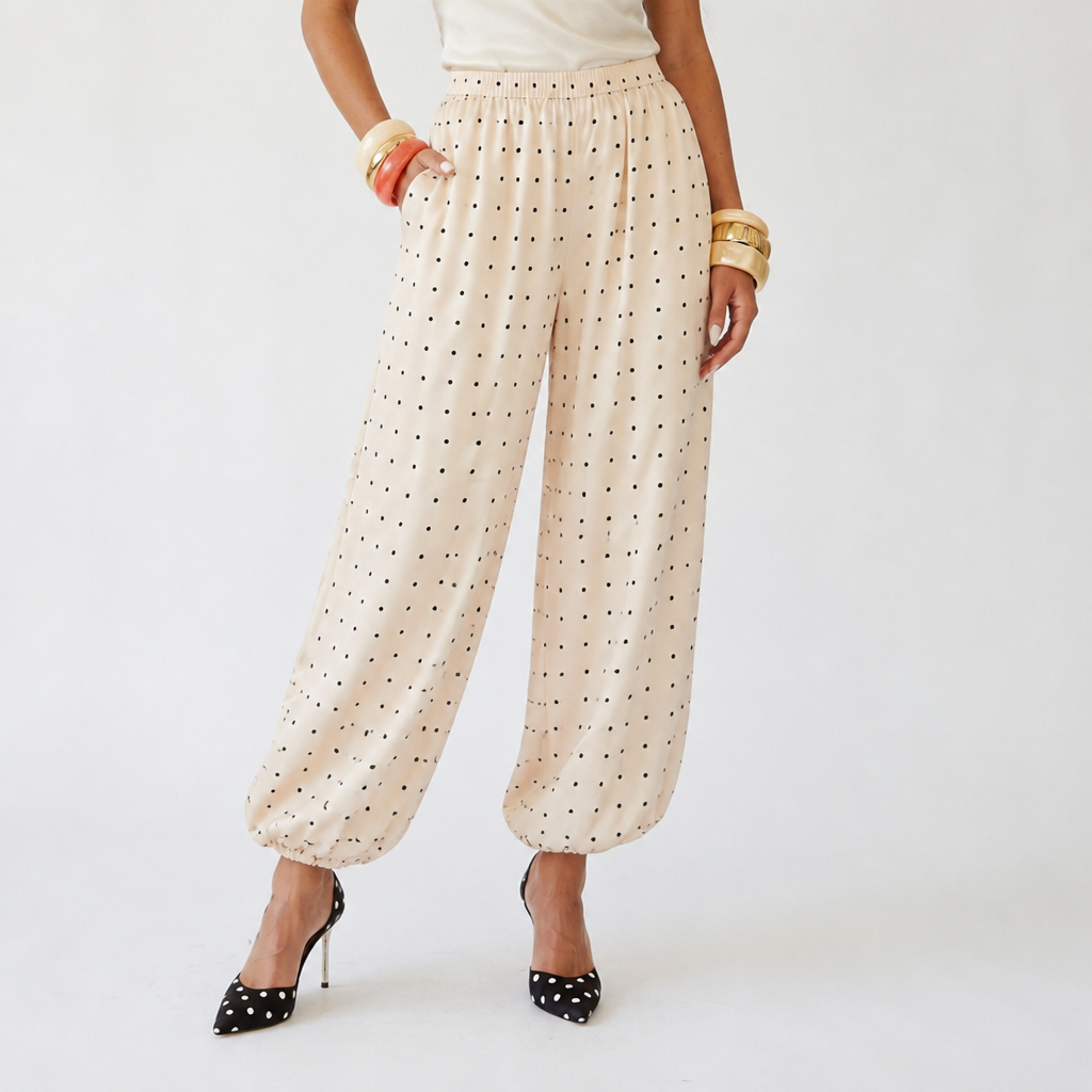 Radiant Polka Dot Satin Pants