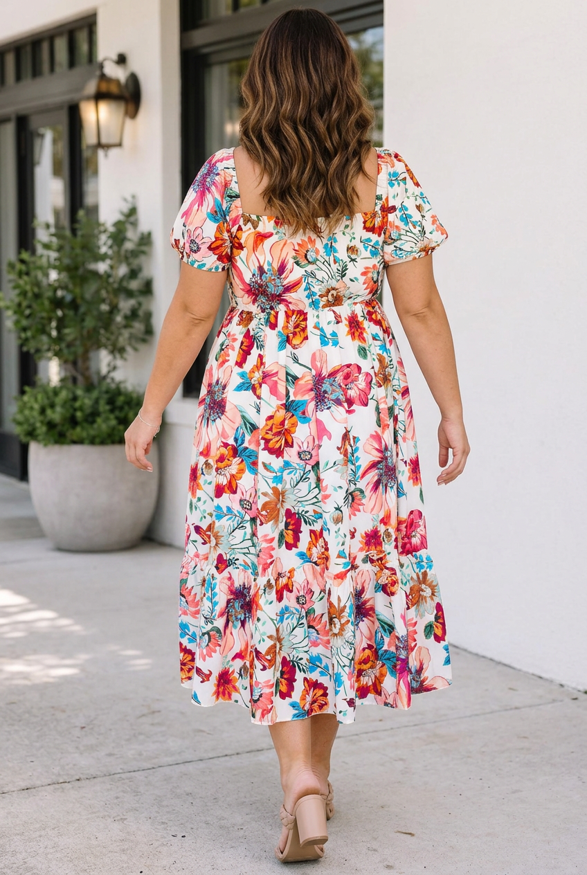 Natalia Flowy Midi PLUS Dress-1