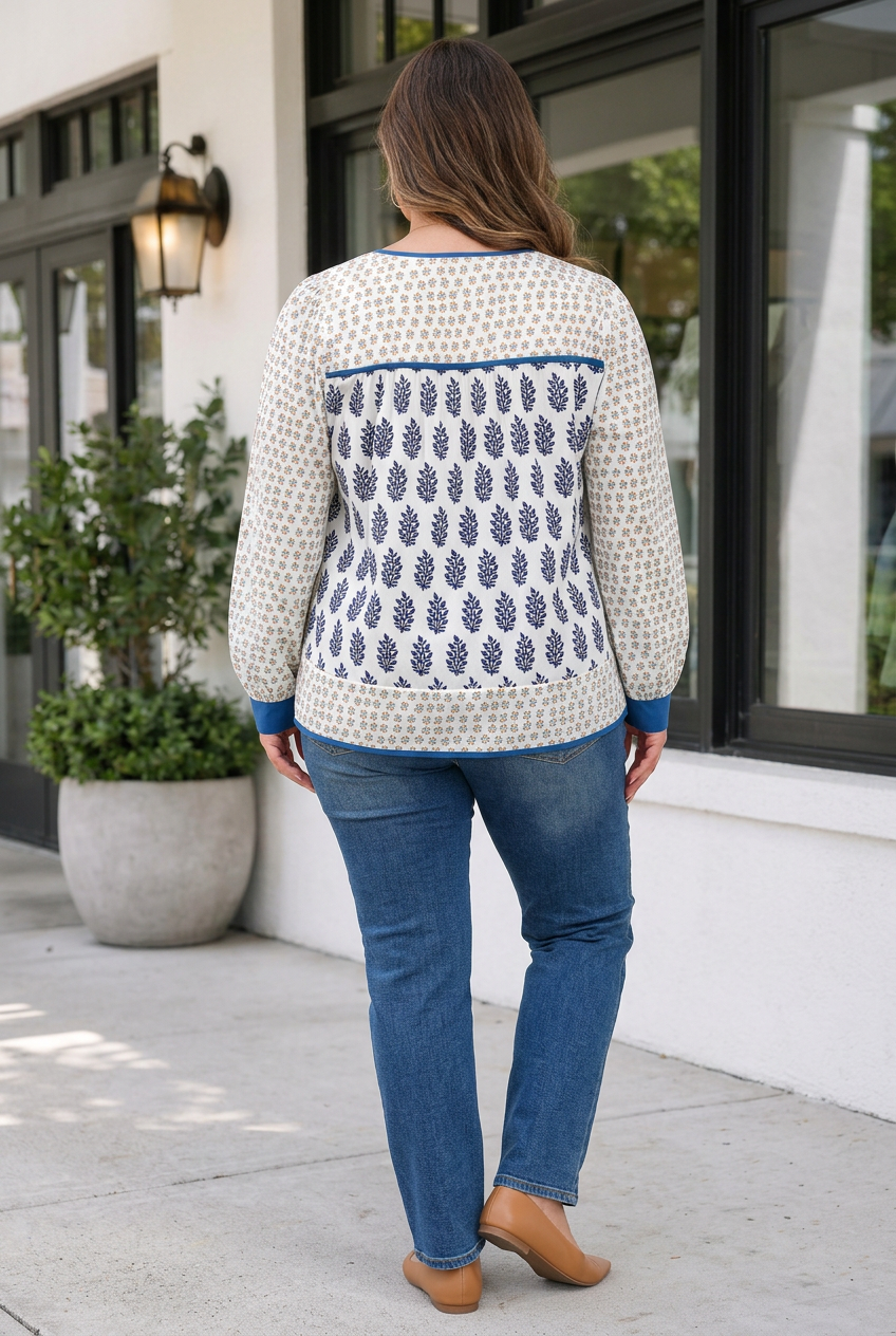 Cherish Sleeve Patchwork PLUS Blouse-1