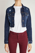 Destructed Cropped Denim Jacket-1