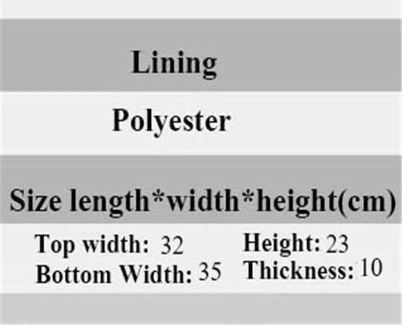 Fabric label with material details and dimensions on a gray background