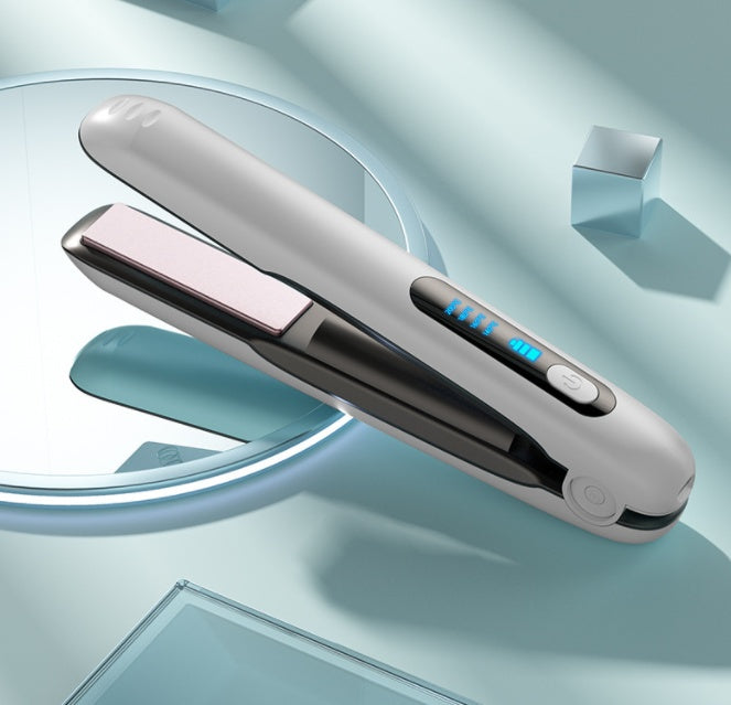 Hair straightener on a reflective surface with a gradient background