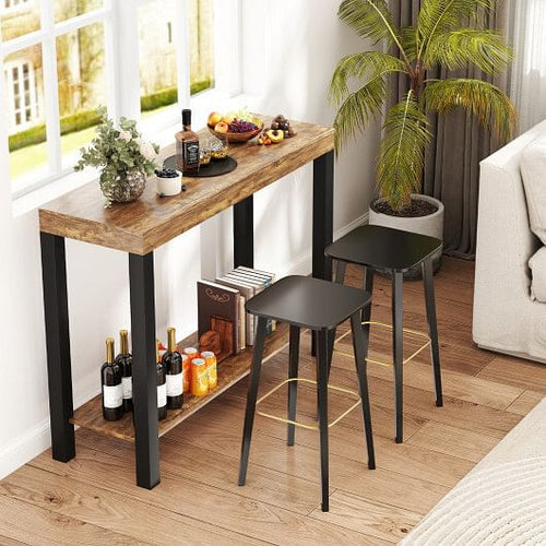 2-Tier Home Bar Table with Open Shelves and Boy Butter H2O 4ozStorage for Home Kitchen Living Room Pub-Rustic Brown