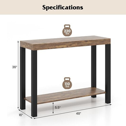 2-Tier Home Bar Table with Open Shelves and Boy Butter H2O 4ozStorage for Home Kitchen Living Room Pub-Rustic Brown