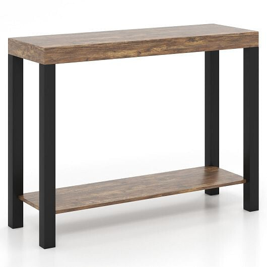 2-Tier Home Bar Table with Open Shelves and Boy Butter H2O 4ozStorage for Home Kitchen Living Room Pub-Rustic Brown