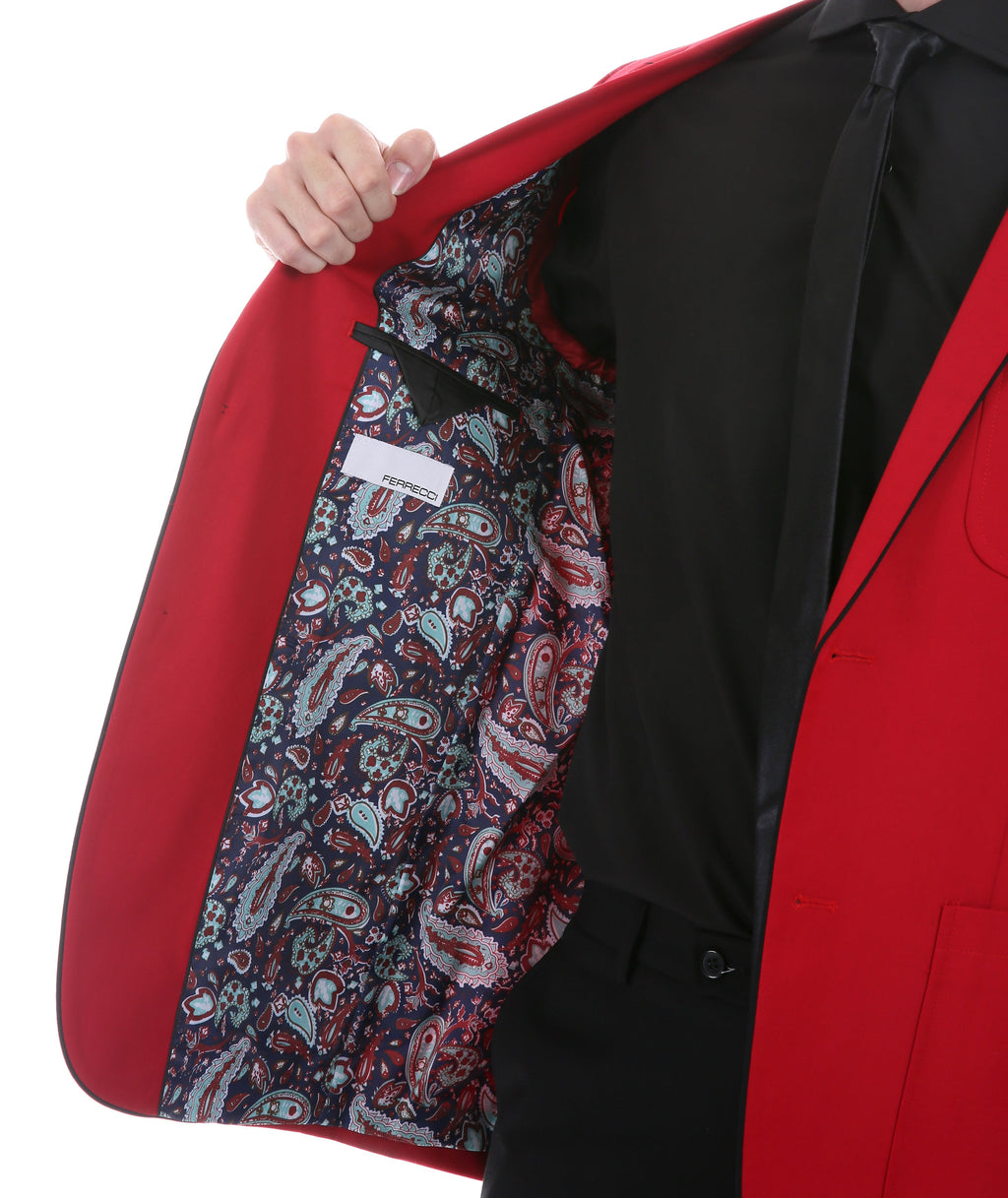 Mens Porter Red Slim Fit Blazer-4