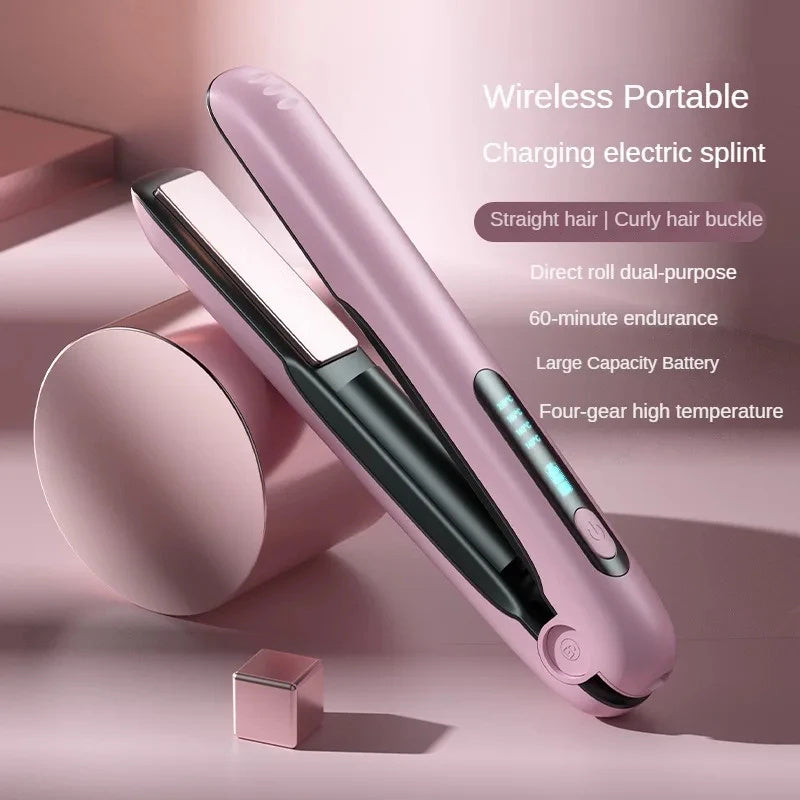 Pink wireless portable charging electric splint on a pink background with text detailing features.