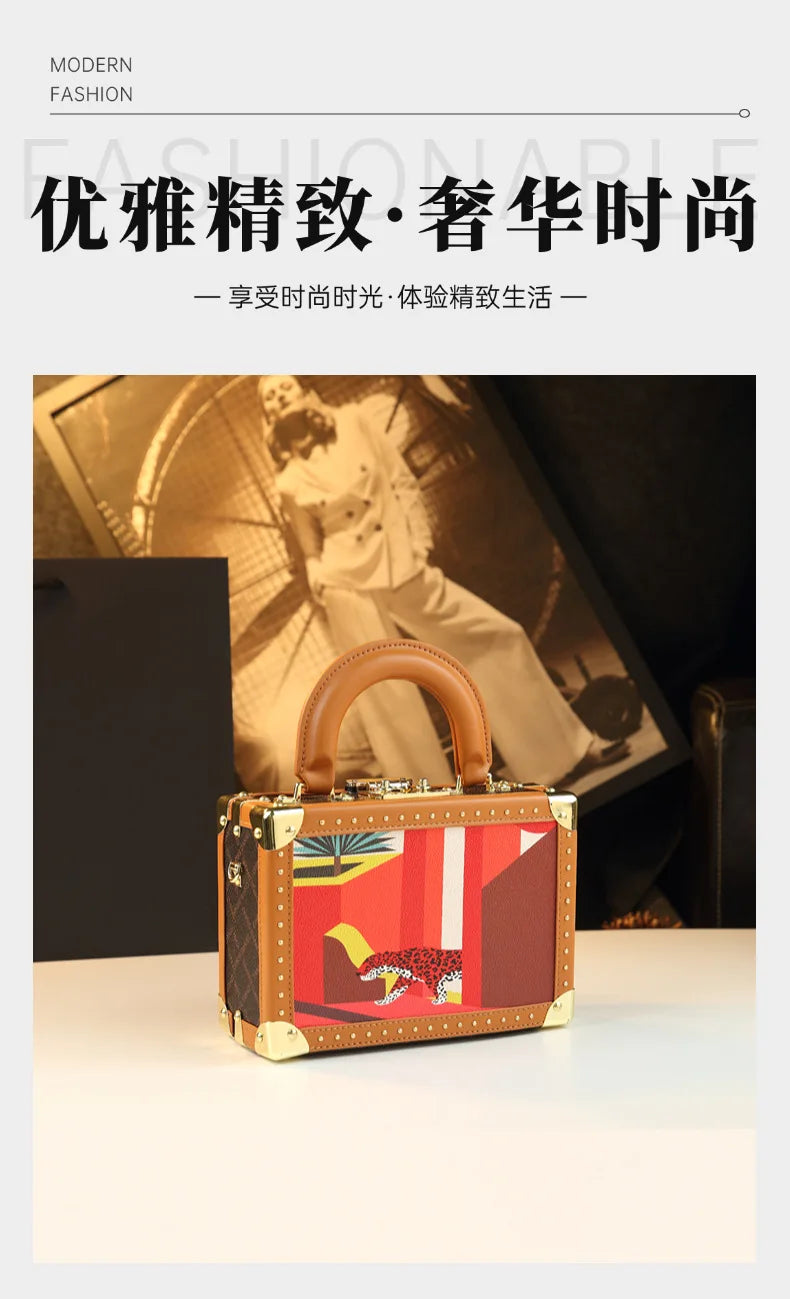 Trendy Women's Bag Personality Genuine Leather Box Bag Elegant Temperament Shoulder Crossbody Bag Designer Luxury Handbags