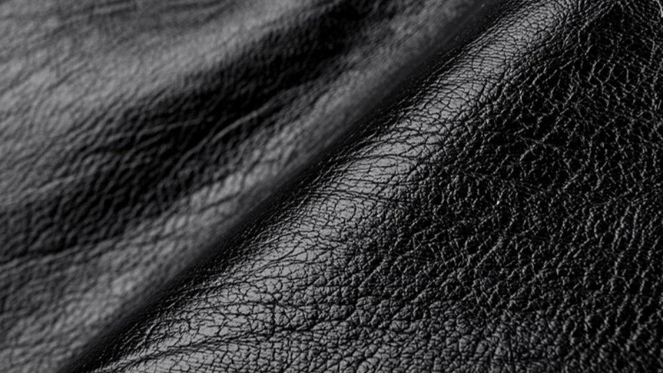 Close-up of black leather texture