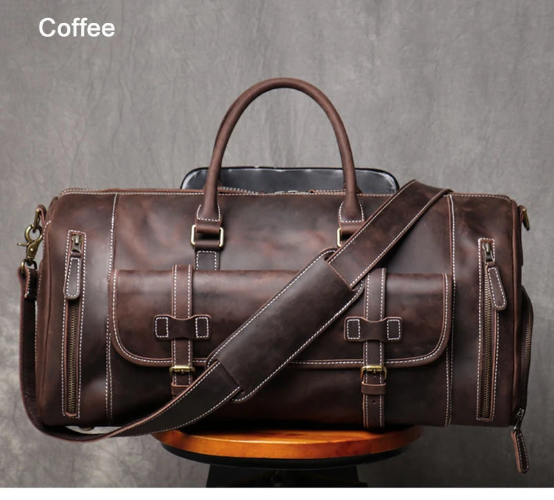 Genuine Leather Travel Duffle Bag