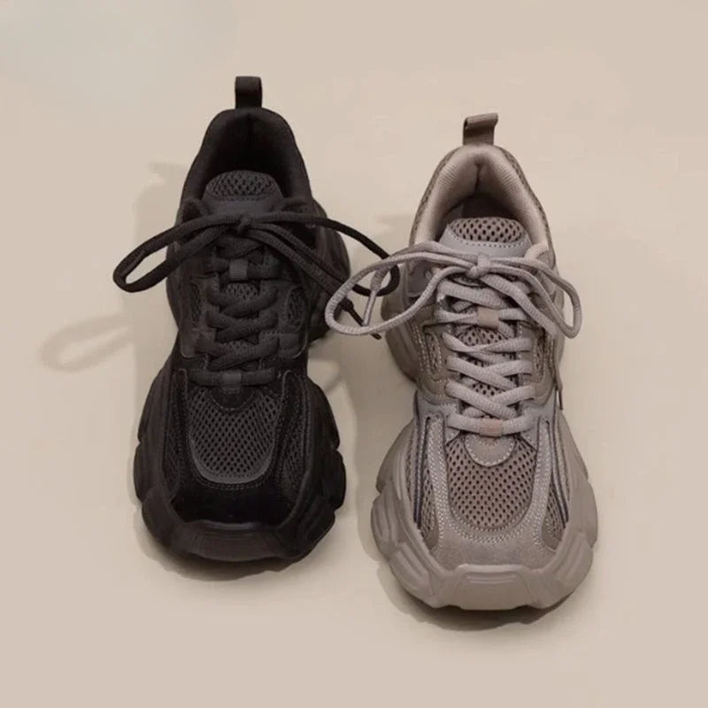 Black and gray sneakers on a light background