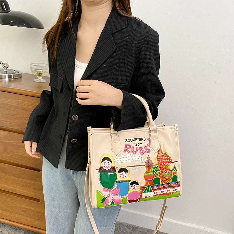 Women's Large PU Leather Shoulder Tote Bag