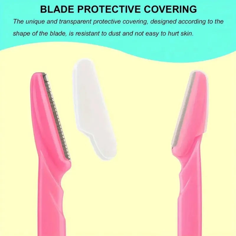 Pink blade with transparent protective covering on a yellow background